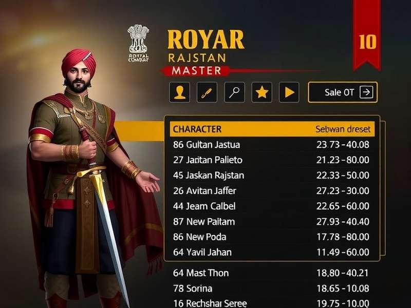 Royal Rajasthan Combat Master character selection screen